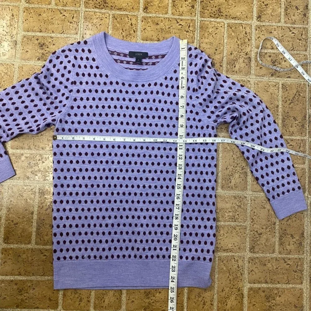 J. Crew 100% Merino Wool Purple Polka Dot Sweater